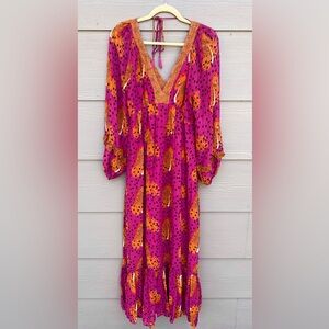 Anthropologie Farm Rio Pink Cheetah Maxi Dress